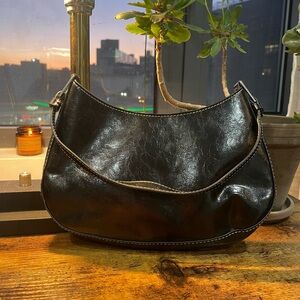 Black UO Minimalist Curved Shoulder Bag
